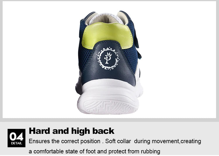 Orthopedic Shoes for Kids Princepard Child Autumn Sports Sneaker Navy White Arch Support and Corrective Insoles