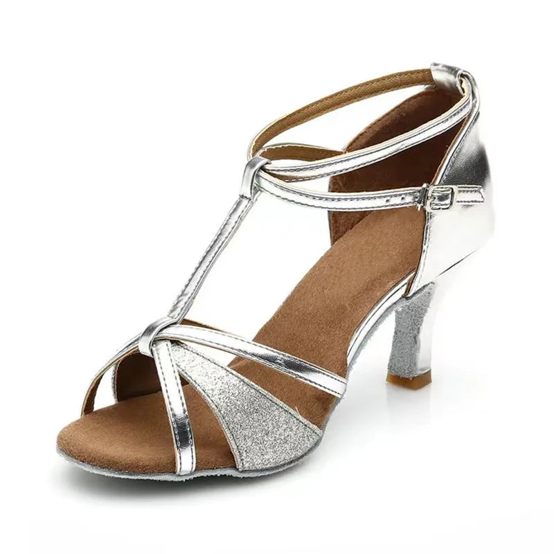 Women's Professional Latin Ballroom Salsa Dance Shoes with 5/7cm Heel Factory Wholesale Soft Ballet Style for Girls
