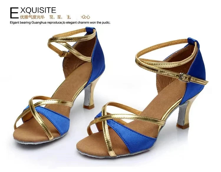 Women's Professional Latin Ballroom Salsa Dance Shoes with 5/7cm Heel Factory Wholesale Soft Ballet Style for Girls