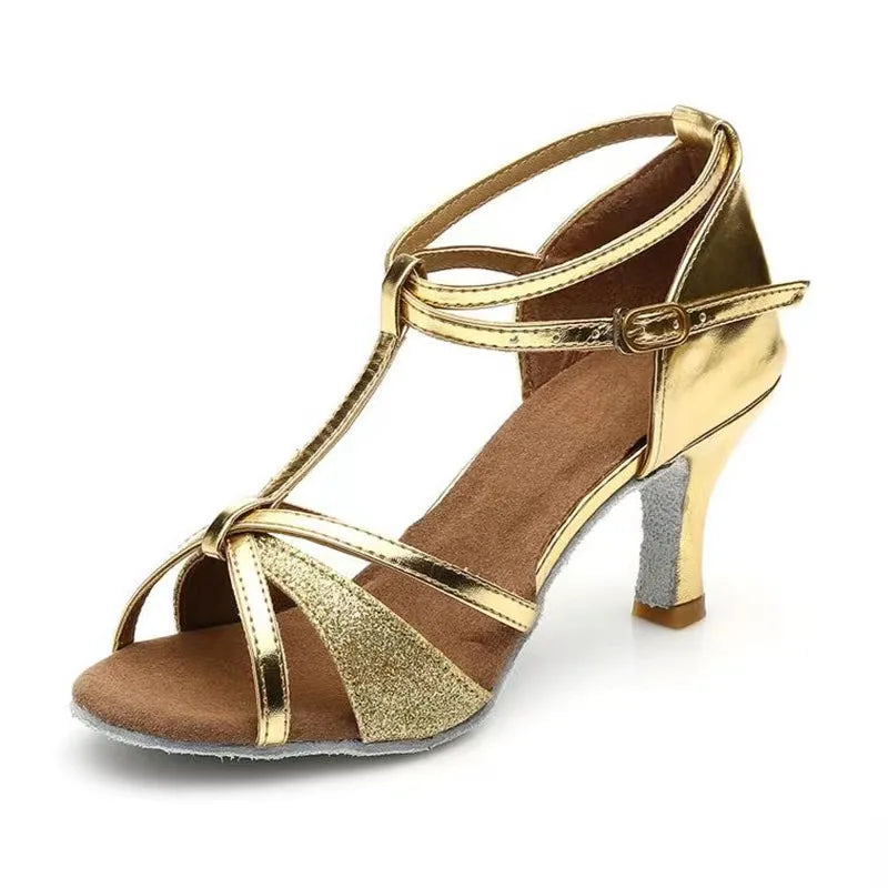 Women's Professional Latin Ballroom Salsa Dance Shoes with 5/7cm Heel Factory Wholesale Soft Ballet Style for Girls