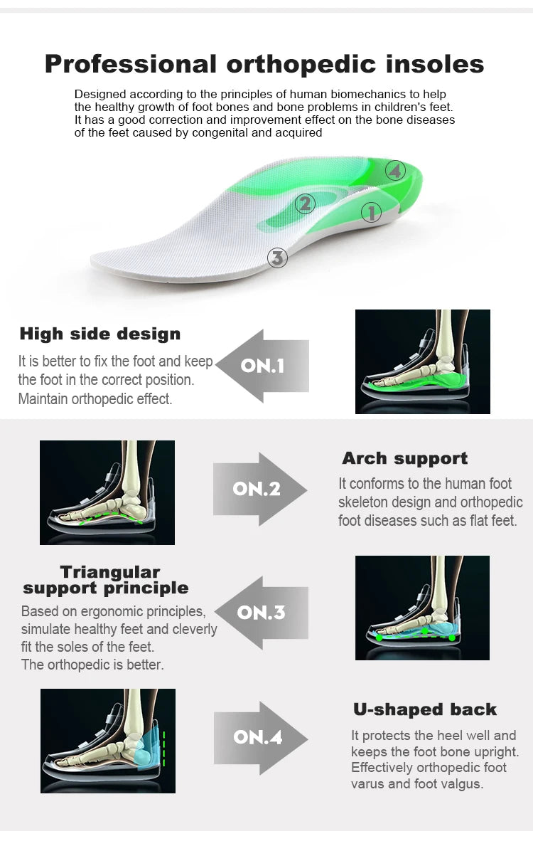 Orthopedic Shoes for Kids Princepard Child Autumn Sports Sneaker Navy White Arch Support and Corrective Insoles