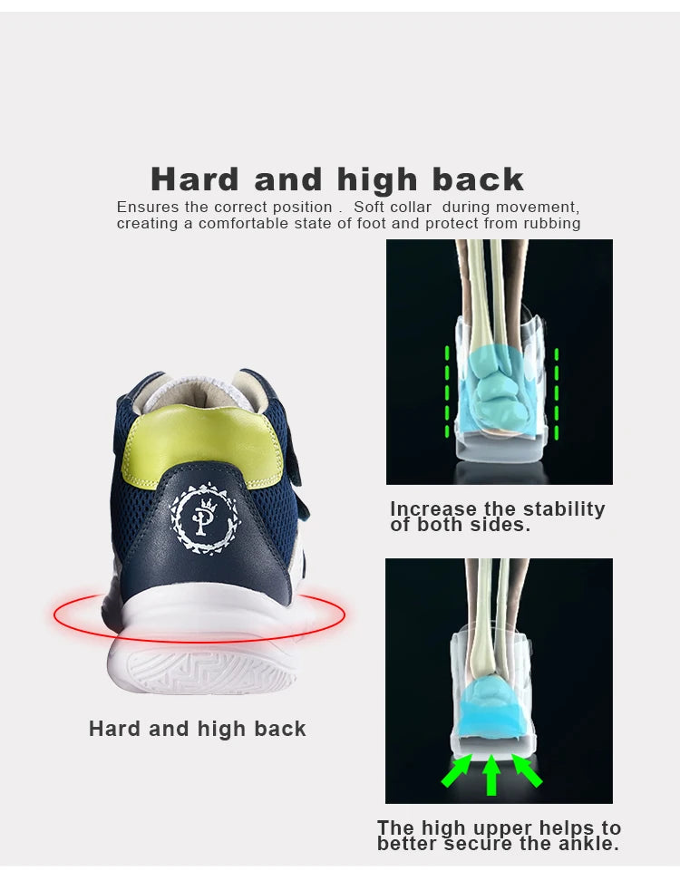 Orthopedic Shoes for Kids Princepard Child Autumn Sports Sneaker Navy White Arch Support and Corrective Insoles