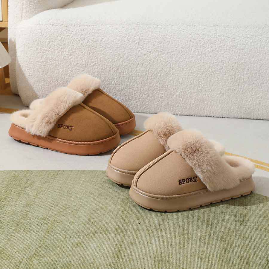 2024 new slippers fleece-lined thickened home warm thick-soled cotton shoes women's non-slip indoor winter plush cotton slippers