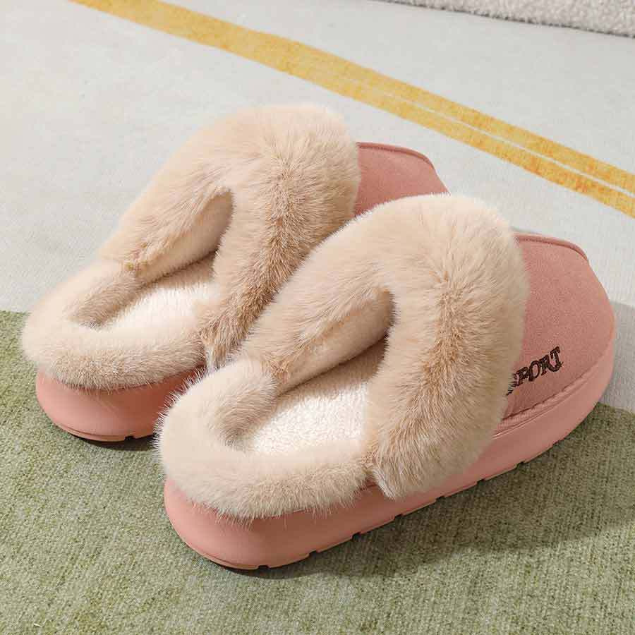 2024 new slippers fleece-lined thickened home warm thick-soled cotton shoes women's non-slip indoor winter plush cotton slippers