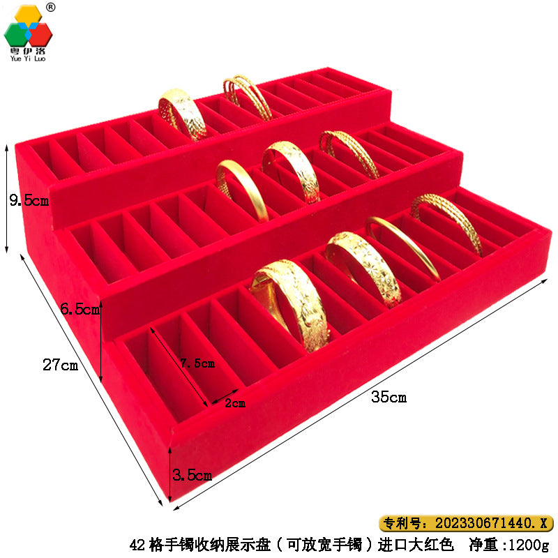 Trapezoidal 9-Slot Ring Holder Earring Display Jewelry Stand Ice Flower Pendant Jewelry Tray Accessory Tray Live Streaming Same Style