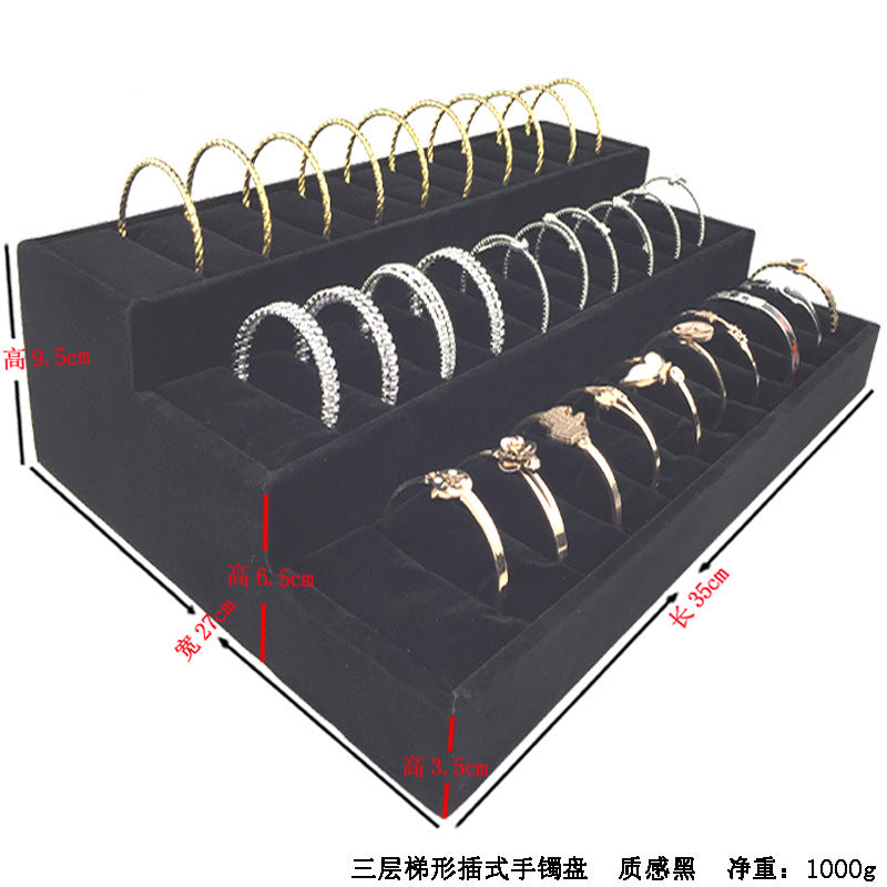 Trapezoidal 9-Slot Ring Holder Earring Display Jewelry Stand Ice Flower Pendant Jewelry Tray Accessory Tray Live Streaming Same Style