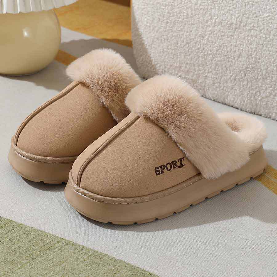 2024 new slippers fleece-lined thickened home warm thick-soled cotton shoes women's non-slip indoor winter plush cotton slippers