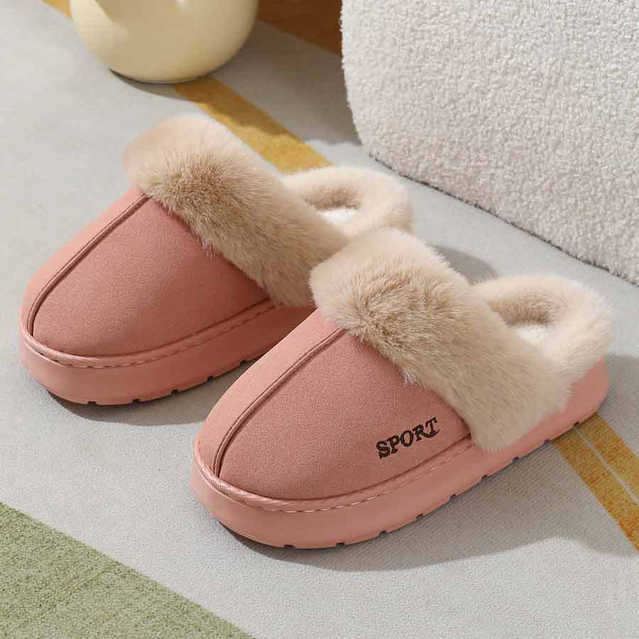 2024 new slippers fleece-lined thickened home warm thick-soled cotton shoes women's non-slip indoor winter plush cotton slippers