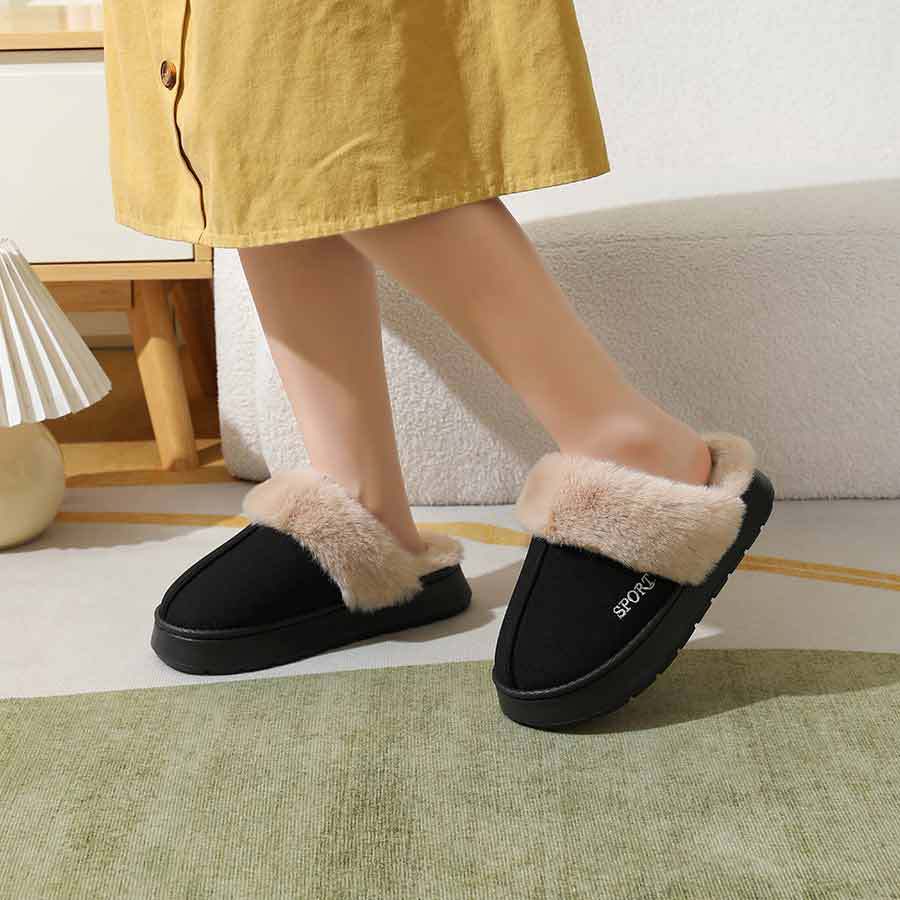 2024 new slippers fleece-lined thickened home warm thick-soled cotton shoes women's non-slip indoor winter plush cotton slippers