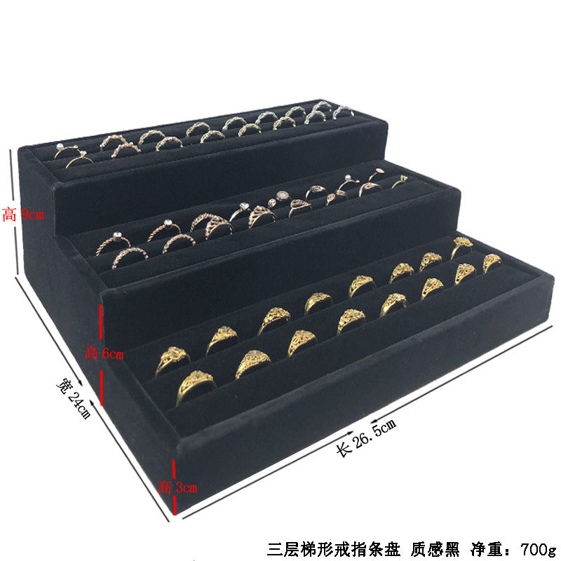 Trapezoidal 9-Slot Ring Holder Earring Display Jewelry Stand Ice Flower Pendant Jewelry Tray Accessory Tray Live Streaming Same Style