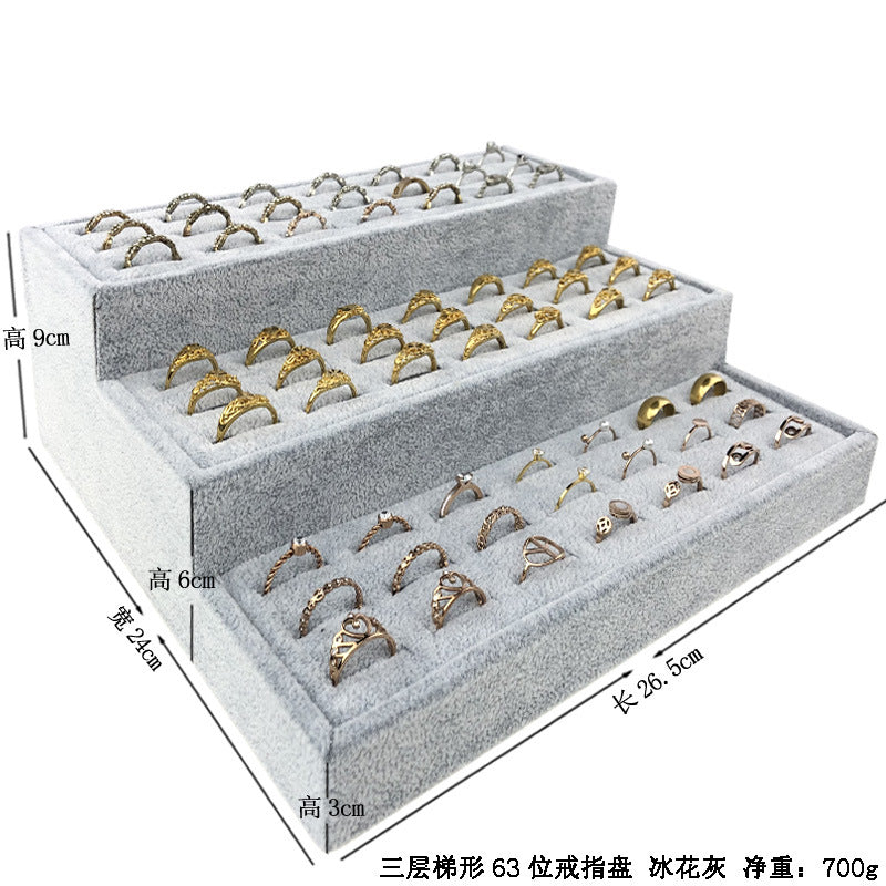 Trapezoidal 9-Slot Ring Holder Earring Display Jewelry Stand Ice Flower Pendant Jewelry Tray Accessory Tray Live Streaming Same Style