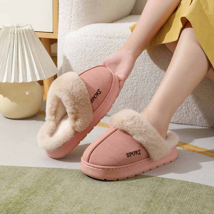 2024 new slippers fleece-lined thickened home warm thick-soled cotton shoes women's non-slip indoor winter plush cotton slippers