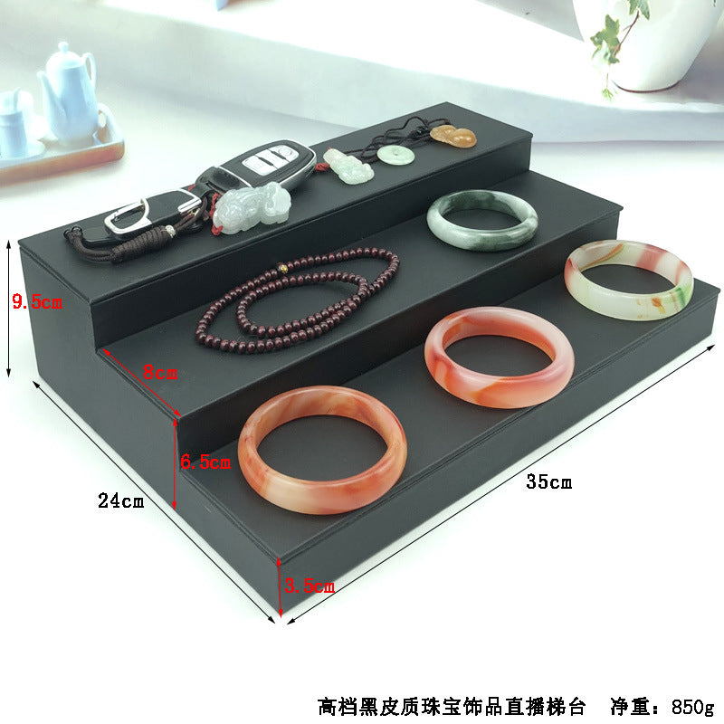 Trapezoidal 9-Slot Ring Holder Earring Display Jewelry Stand Ice Flower Pendant Jewelry Tray Accessory Tray Live Streaming Same Style