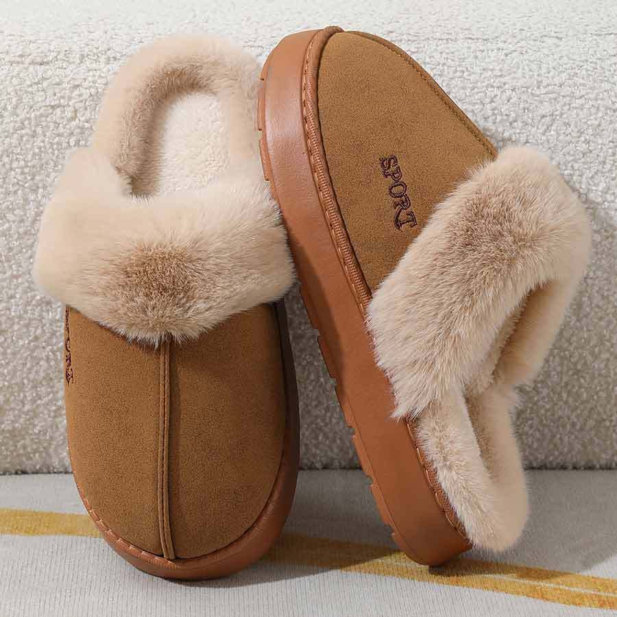 2024 new slippers fleece-lined thickened home warm thick-soled cotton shoes women's non-slip indoor winter plush cotton slippers