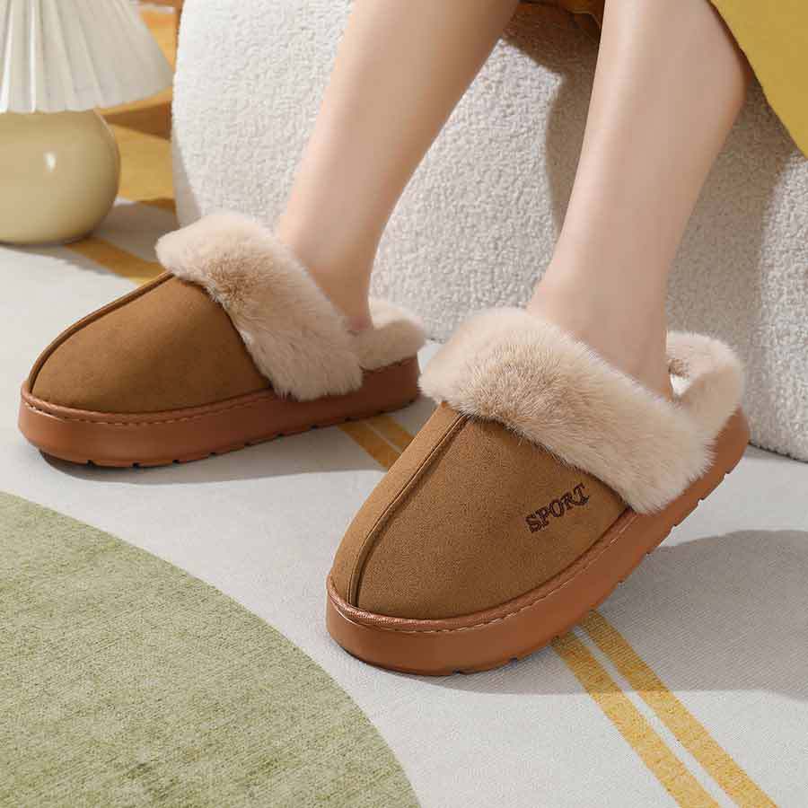 2024 new slippers fleece-lined thickened home warm thick-soled cotton shoes women's non-slip indoor winter plush cotton slippers