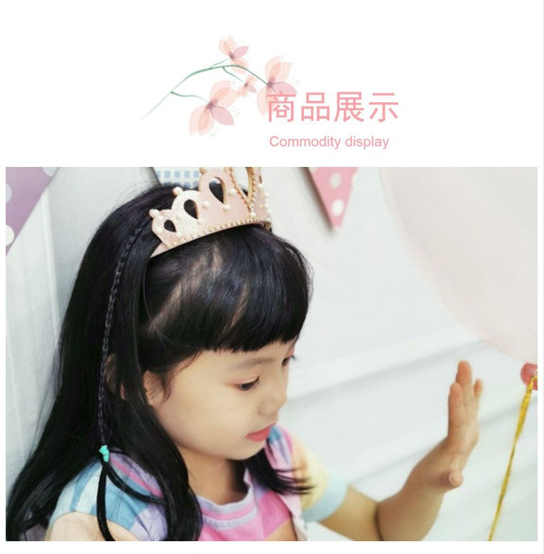 Princess Crown Headband Card Girls Performance Birthday Hair Accessories Pearl Crown Headband Little Girl Summer Children's Headwear