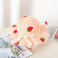 Summer Children's Sunscreen Hat Girls Baby Cute Sun Hat Strawberry Mesh Straw Hat Big Brim Beach Sun Hat