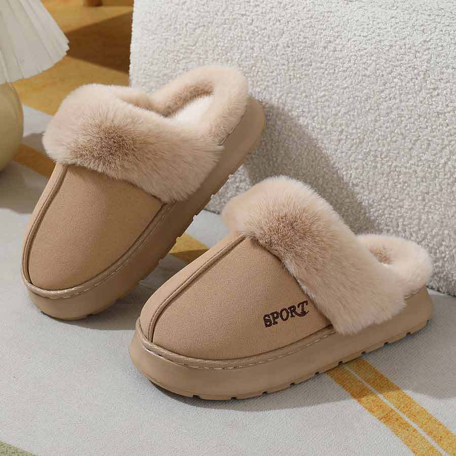 2024 new slippers fleece-lined thickened home warm thick-soled cotton shoes women's non-slip indoor winter plush cotton slippers