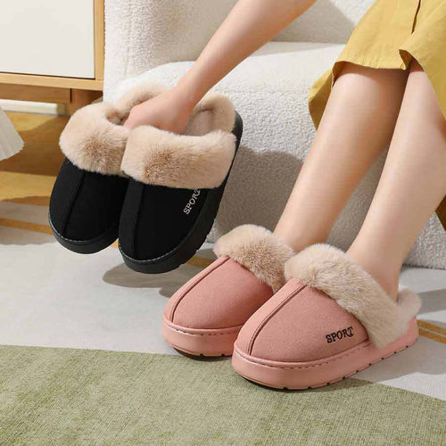 2024 new slippers fleece-lined thickened home warm thick-soled cotton shoes women's non-slip indoor winter plush cotton slippers