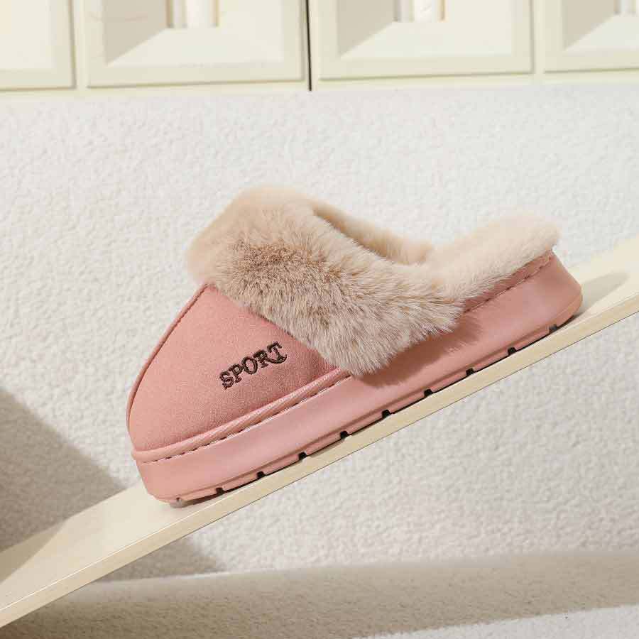 2024 new slippers fleece-lined thickened home warm thick-soled cotton shoes women's non-slip indoor winter plush cotton slippers