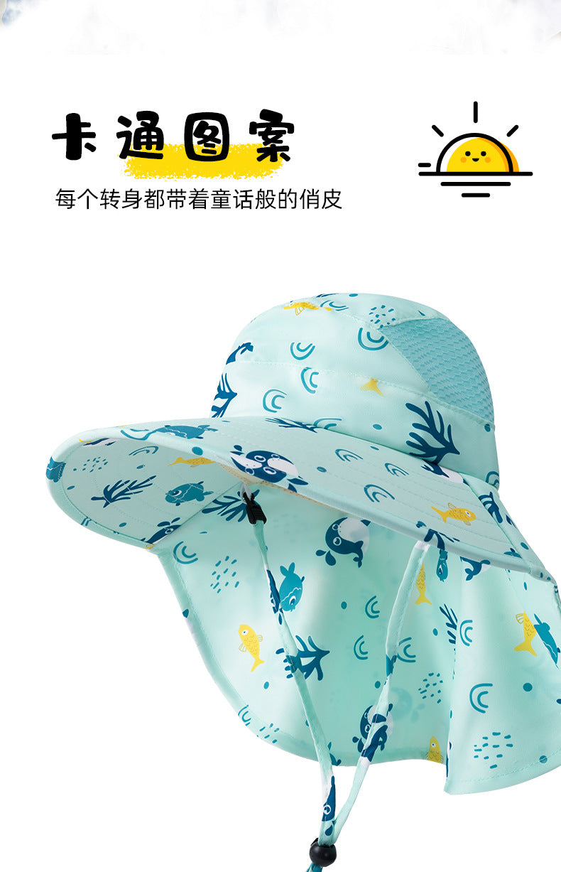 Children's Sunscreen Hat Summer Anti-UV Sun Hat for Boys Breathable Big Brim Girl's Fisherman Hat Sun Hat Thin
