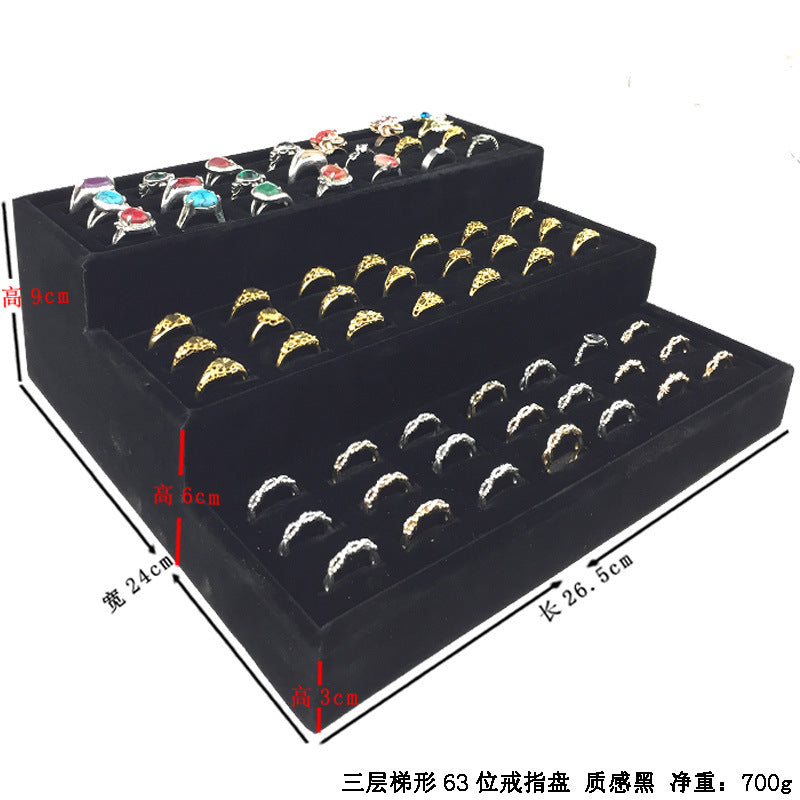 Trapezoidal 9-Slot Ring Holder Earring Display Jewelry Stand Ice Flower Pendant Jewelry Tray Accessory Tray Live Streaming Same Style