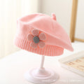 Baby hat autumn and winter baby girls' cute flower beret children's wool hat girls' knitted painter hat fashion