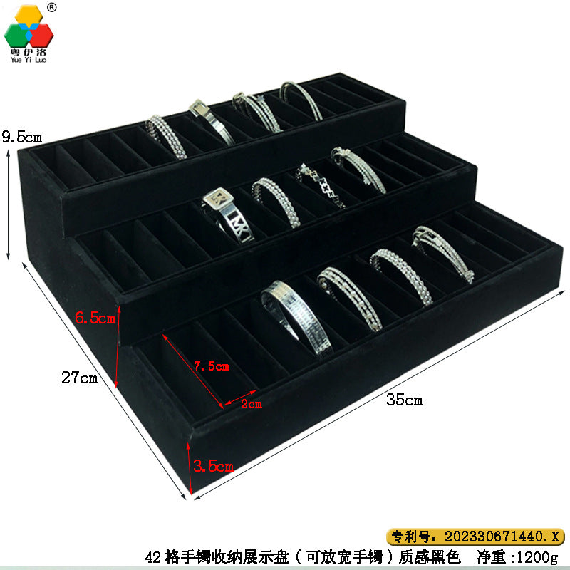 Trapezoidal 9-Slot Ring Holder Earring Display Jewelry Stand Ice Flower Pendant Jewelry Tray Accessory Tray Live Streaming Same Style