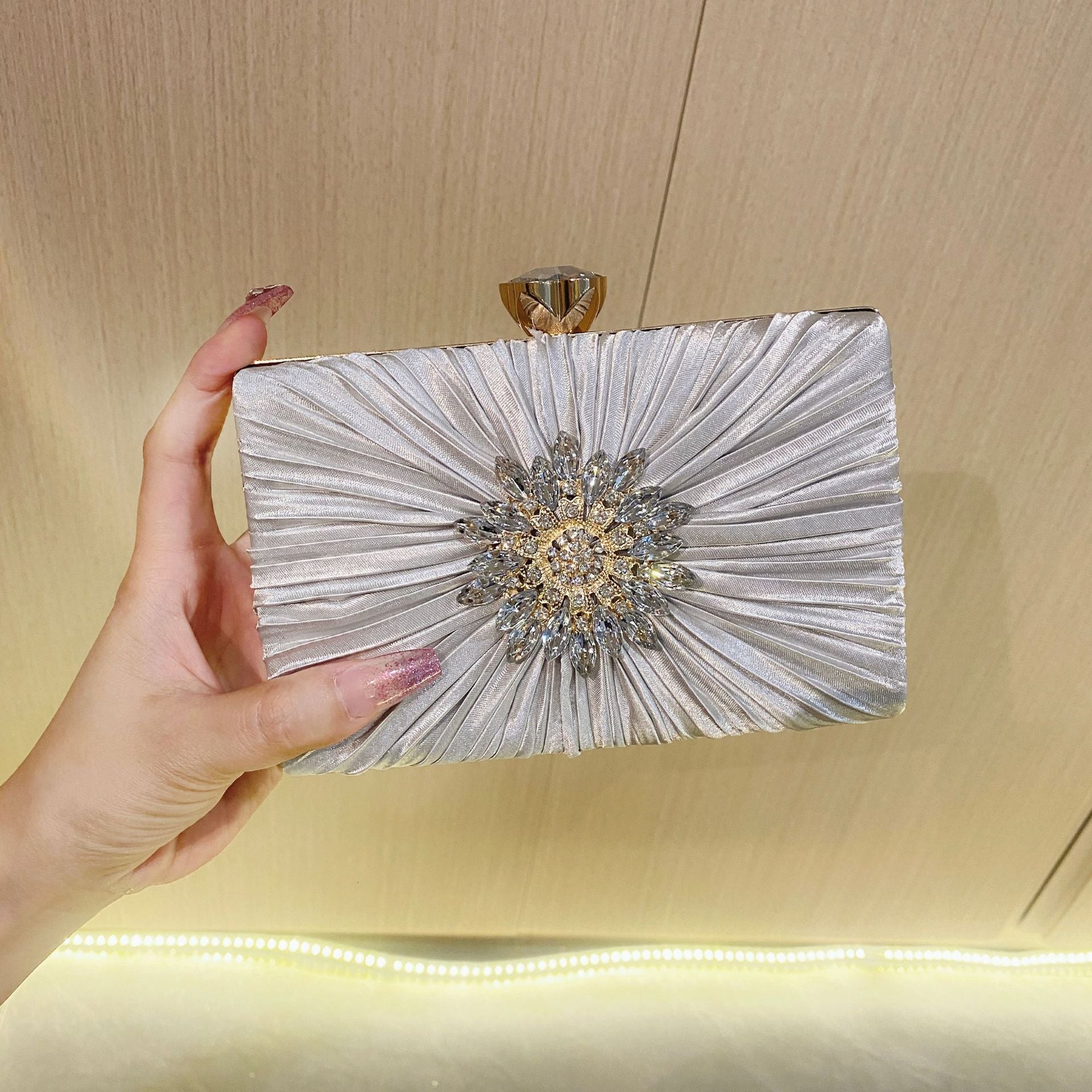 Women Rhinestone Pleated Evening Clutch Bag – BloomNest