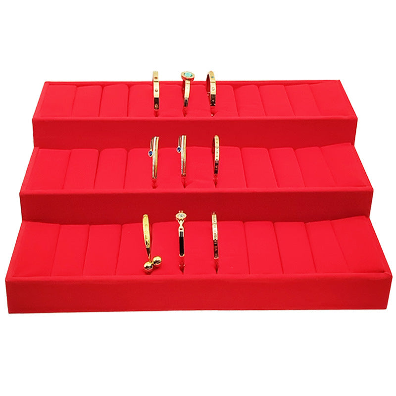 Trapezoidal 9-Slot Ring Holder Earring Display Jewelry Stand Ice Flower Pendant Jewelry Tray Accessory Tray Live Streaming Same Style