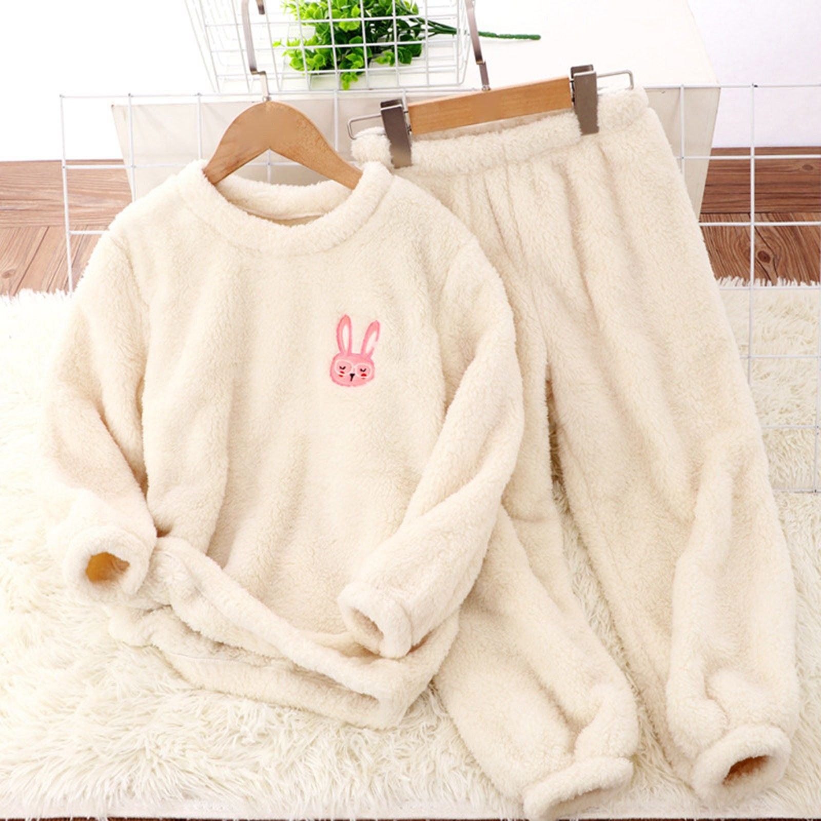 Kids Flannel Cartoon Embroidered Pyjama Set – BloomNest