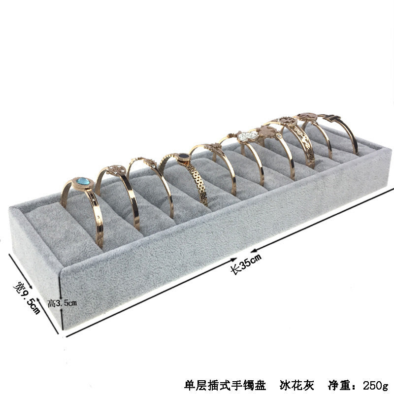 Trapezoidal 9-Slot Ring Holder Earring Display Jewelry Stand Ice Flower Pendant Jewelry Tray Accessory Tray Live Streaming Same Style
