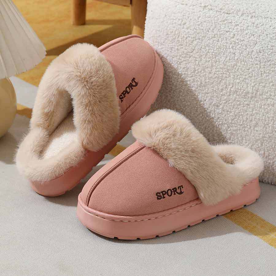 2024 new slippers fleece-lined thickened home warm thick-soled cotton shoes women's non-slip indoor winter plush cotton slippers