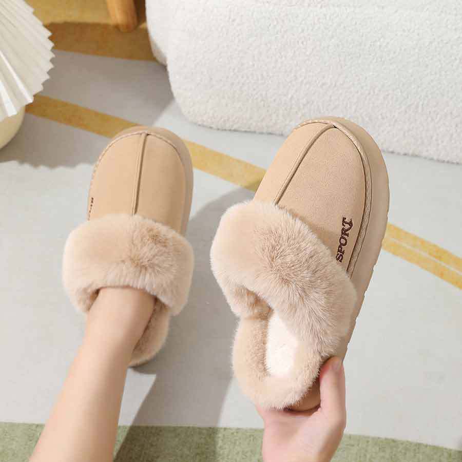 2024 new slippers fleece-lined thickened home warm thick-soled cotton shoes women's non-slip indoor winter plush cotton slippers