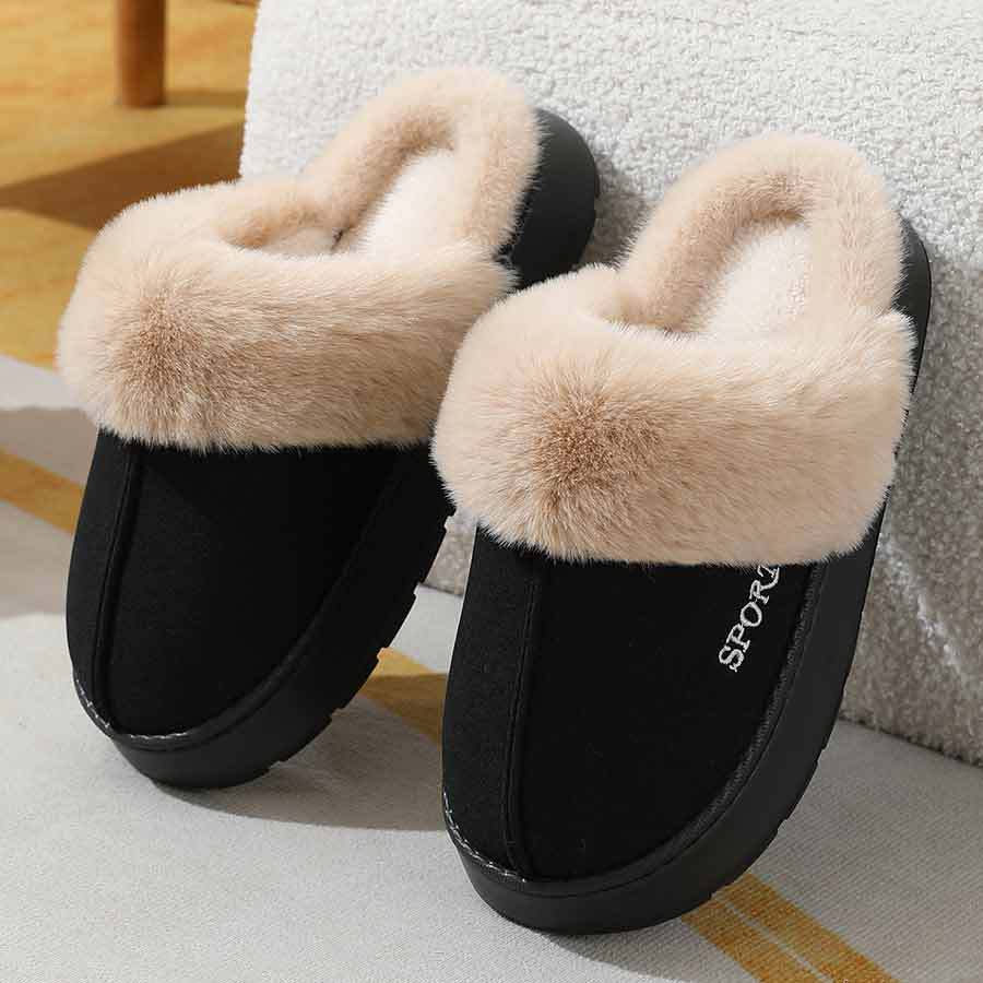 2024 new slippers fleece-lined thickened home warm thick-soled cotton shoes women's non-slip indoor winter plush cotton slippers