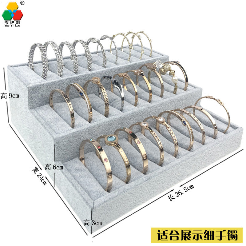 Trapezoidal 9-Slot Ring Holder Earring Display Jewelry Stand Ice Flower Pendant Jewelry Tray Accessory Tray Live Streaming Same Style