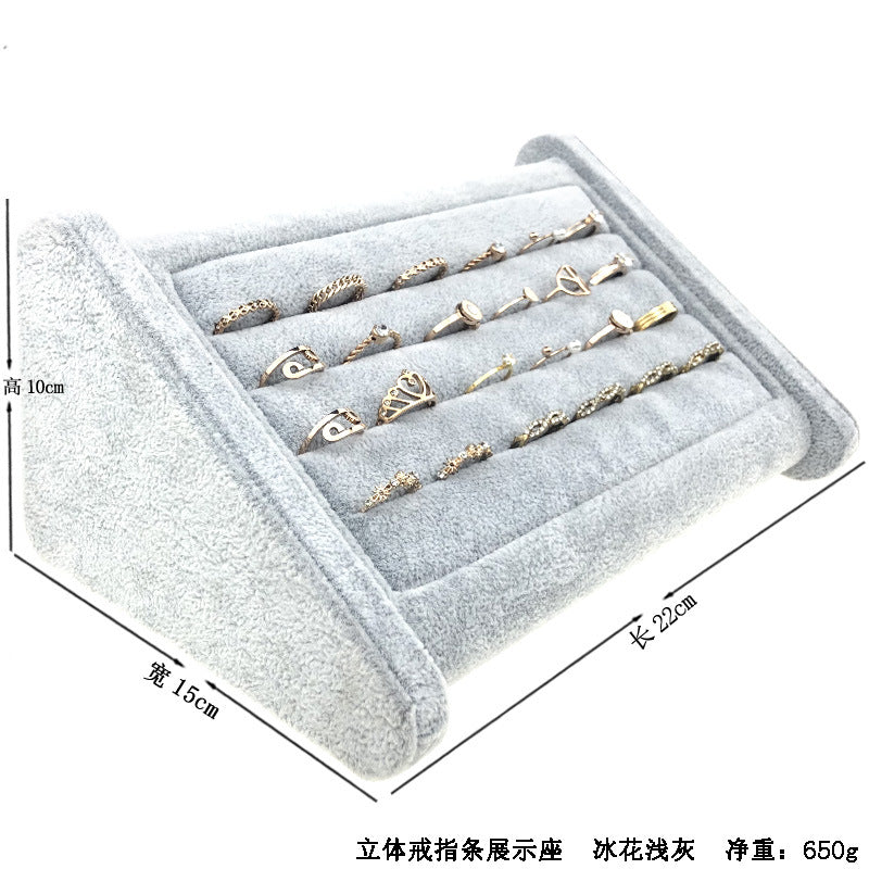 Trapezoidal 9-Slot Ring Holder Earring Display Jewelry Stand Ice Flower Pendant Jewelry Tray Accessory Tray Live Streaming Same Style