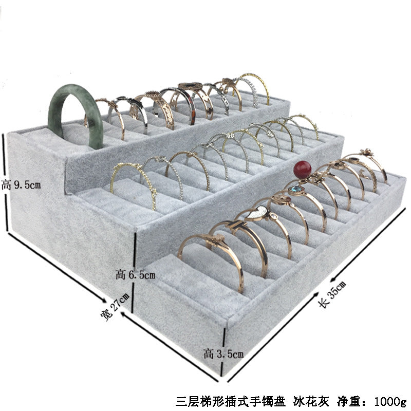 Trapezoidal 9-Slot Ring Holder Earring Display Jewelry Stand Ice Flower Pendant Jewelry Tray Accessory Tray Live Streaming Same Style