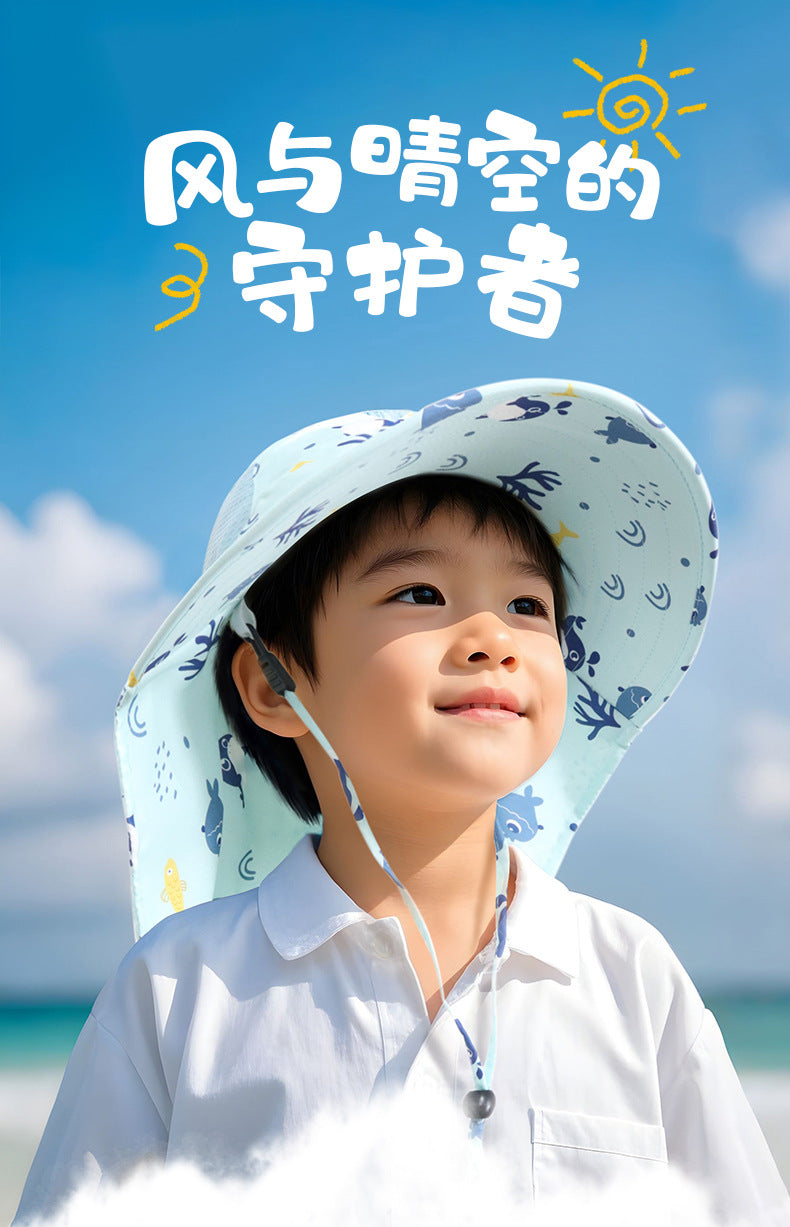 Children's Sunscreen Hat Summer Anti-UV Sun Hat for Boys Breathable Big Brim Girl's Fisherman Hat Sun Hat Thin