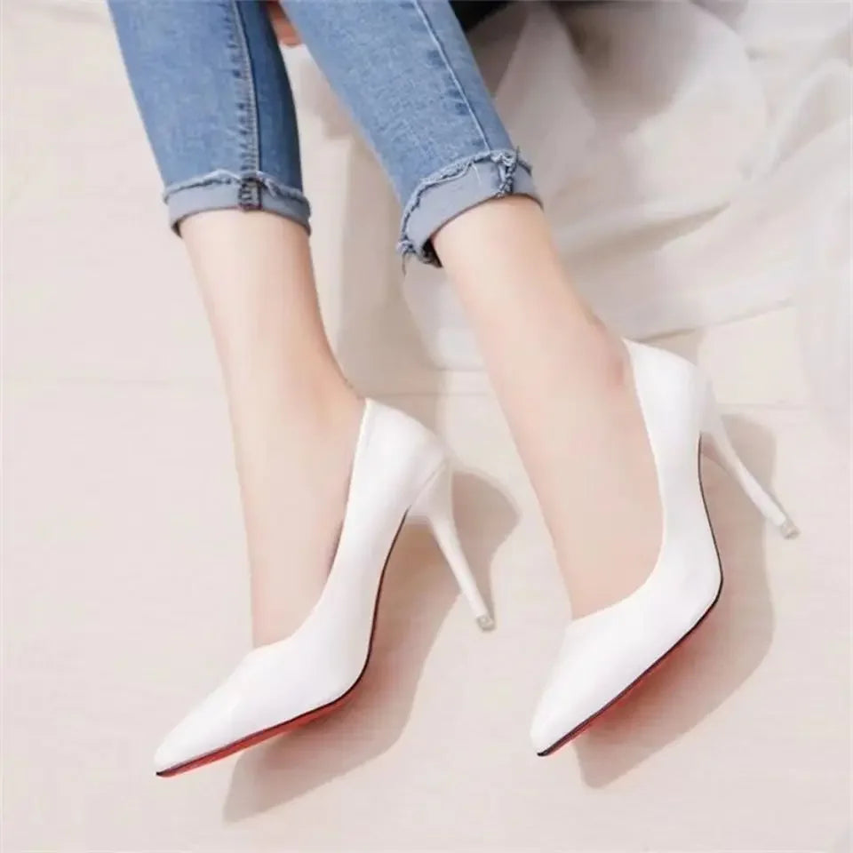Pink Shallow Super High Heel Woman Footwear Thin Heels Pointed Toe Career Shoes for Women Sexy Quality Casual with Discount A 39