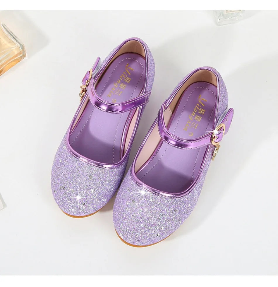 Children High Heels Fashionable Piano Runway Performance Shoes Girls' Leather Shoe Princess Shoes Sequined Single Shoes HSD09