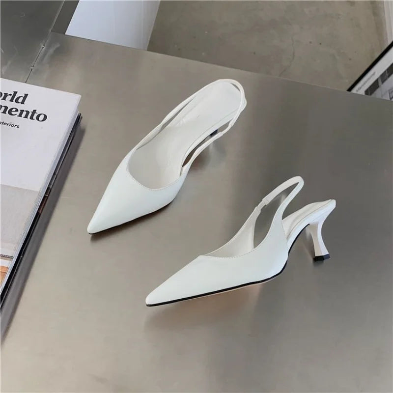 New Style Bailamos Women Sandals Pointed Toe Elegant Low-heel Shoes Summer Fashion Slingback Woman Mules Shoes Pumps Dress Shoes
