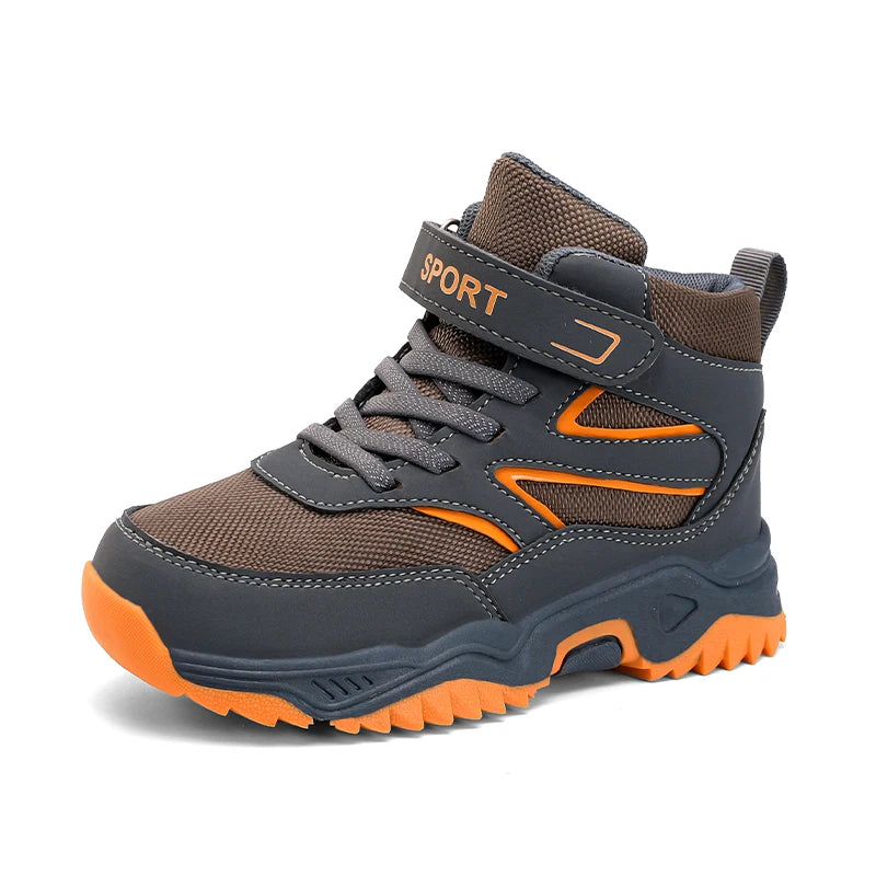 Children Casual Luminous Shoes For Boys Breathable Sneaker Winter Warm Plush Kids Hook&Loop Non-slipl Hiking Sports Shoes