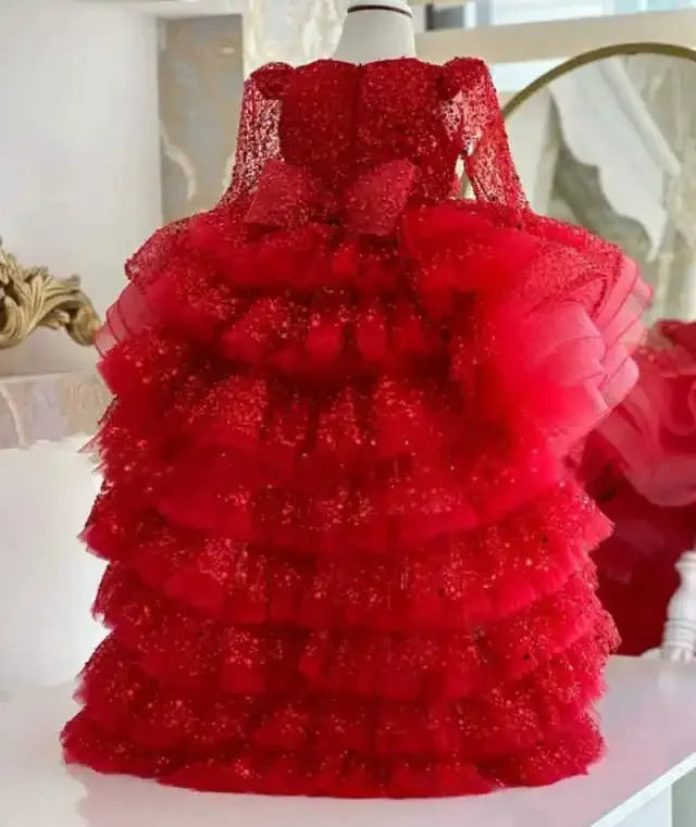 Girls Hot Pink Glitter Princess Pageant Gown – BloomNest