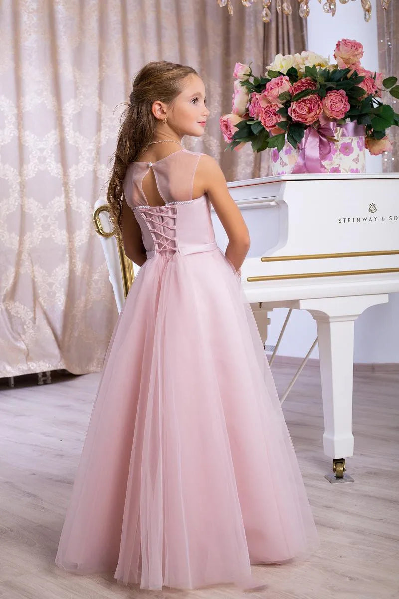 Flower Girl Dresses Tulle Puffy Backless Knee Length Kid Child Wedding Party Princess Ball Gown