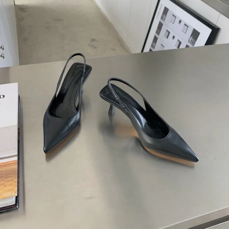 New Style Bailamos Women Sandals Pointed Toe Elegant Low-heel Shoes Summer Fashion Slingback Woman Mules Shoes Pumps Dress Shoes