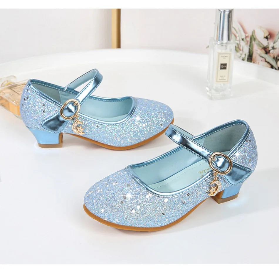 Children High Heels Fashionable Piano Runway Performance Shoes Girls' Leather Shoe Princess Shoes Sequined Single Shoes HSD09