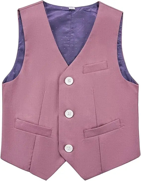 4 Pieces Pink Jacket Vest Pants Bowtie Children Skinny Dress Gentleman Kids Photograph Suit Boys Graduation Performance Costume