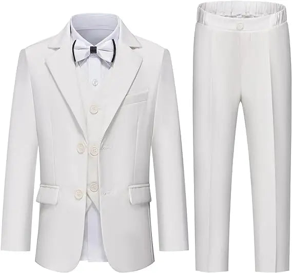 4 Pieces Pink Jacket Vest Pants Bowtie Children Skinny Dress Gentleman Kids Photograph Suit Boys Graduation Performance Costume