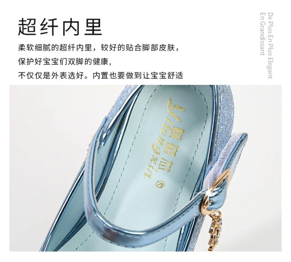 Children High Heels Fashionable Piano Runway Performance Shoes Girls' Leather Shoe Princess Shoes Sequined Single Shoes HSD09